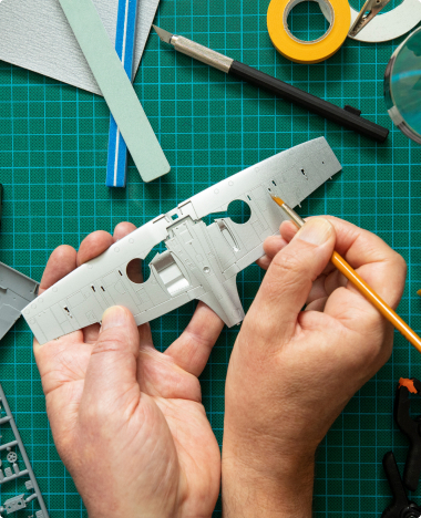 close up of painting model craft